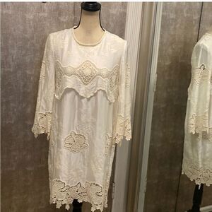 Just Cavalli Elegant Cream Lace embroidered Dress, S